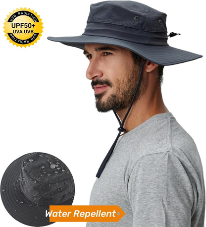 UPF50+ Mens Sun Hat Wide Brim Fishing Hat Sun Protection Hat for Mens Womens Bucket Hat for Beach Gardening Golf