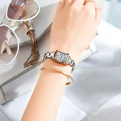 2021 LIGE Brand SUNKTA Women Watches Fashion Square Ladies Quartz Watch Bracelet Set Dial Simple Rose Gold Luxury Women Watches