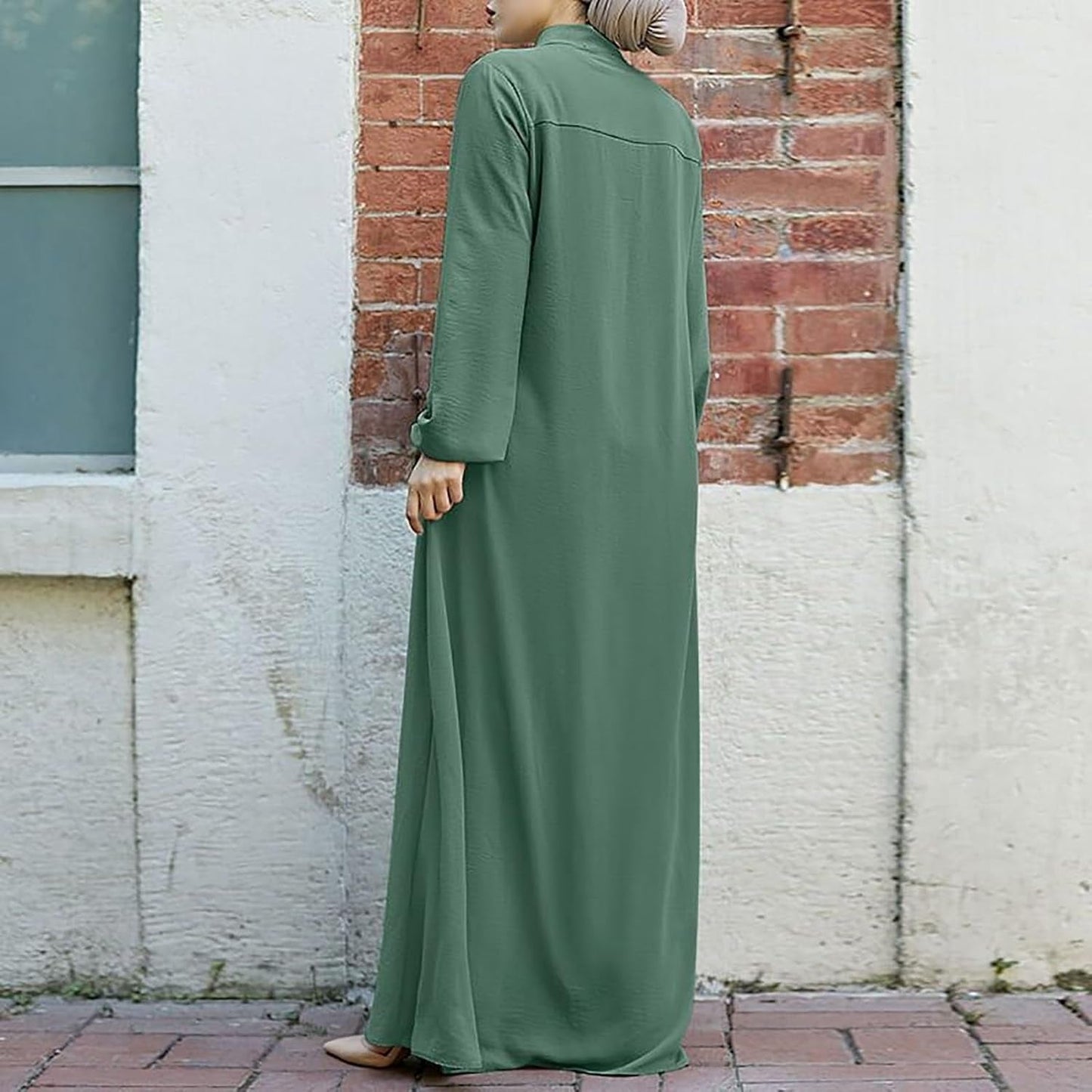 Women'S Chiffon Kaftan Abaya Dress Muslim Long Sleeve Self Tie Flowy Maxi Dress Abaya Casual Dress Dubai Outfits