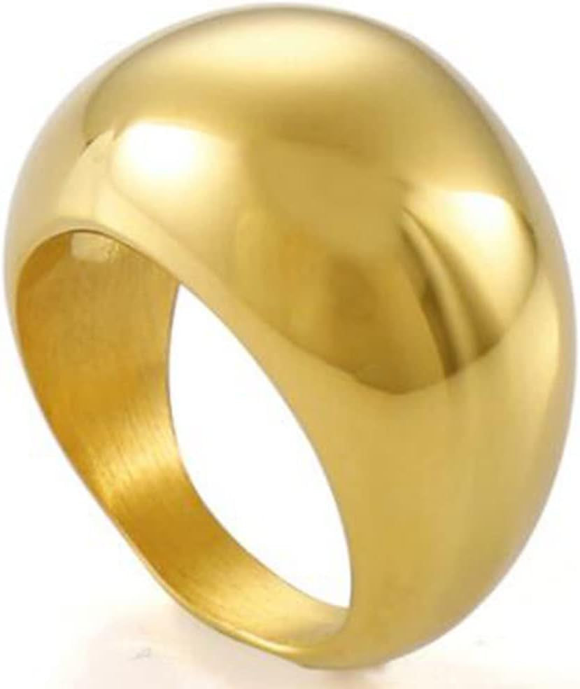 Stainless Steel Fat Dome Style Classic Simple Plain Wedding Statement Pinky Ring