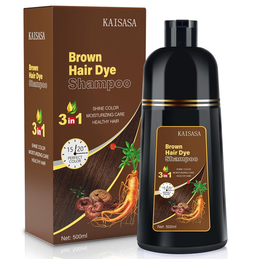 KAISASA Hair Color Shampoo, Brown Hair Dye Shampoo 3 in 1 for Women&Men, Herbal Ingredients, Shampoo Hair Dye in Minutes/Semi-Permanent/(16.9 FL OZ)