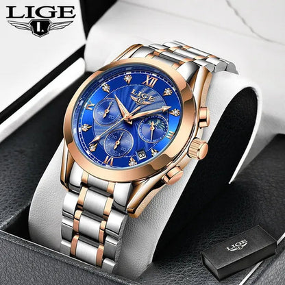 LIGE Luxury Ladies Watch Women Waterproof Rose Gold Steel Strap Women Wrist Watches Top Brand Bracelet Clocks Relogio Feminino