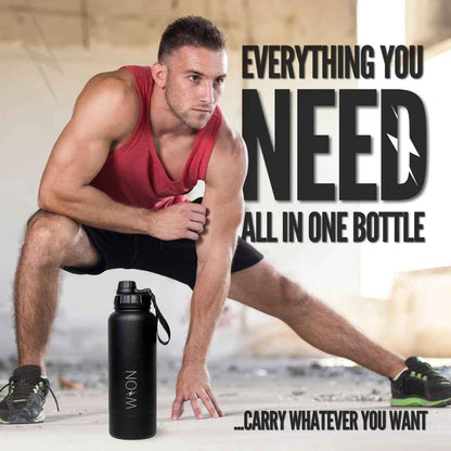 WON Stainless Steel Insulated Water Bottle with Storage Compartment for Pills, Dog Food, Snacks, Keys, Cash and Valuables - 32Oz Metal Vacuum Flask for Cold & Hot Drinks - Diversion Safe Water Bottle