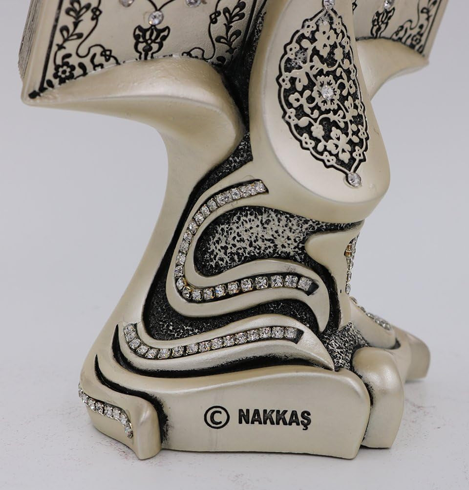 Quran Open Book with Ayatul Kursi and Nazar Dua - Muslim Home Decor Showpiece Ornament Gift 6.25 X 4.5In (Mother of Pearl)