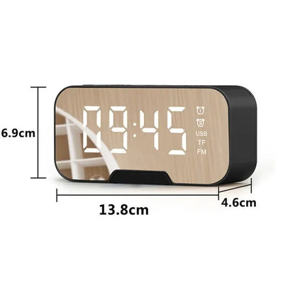 NEW Wireless Bluetooth 5.0 Speaker with Phone Holder Function Mirror LED Alarm Clock Wireless Bluetooth Speaker with FM