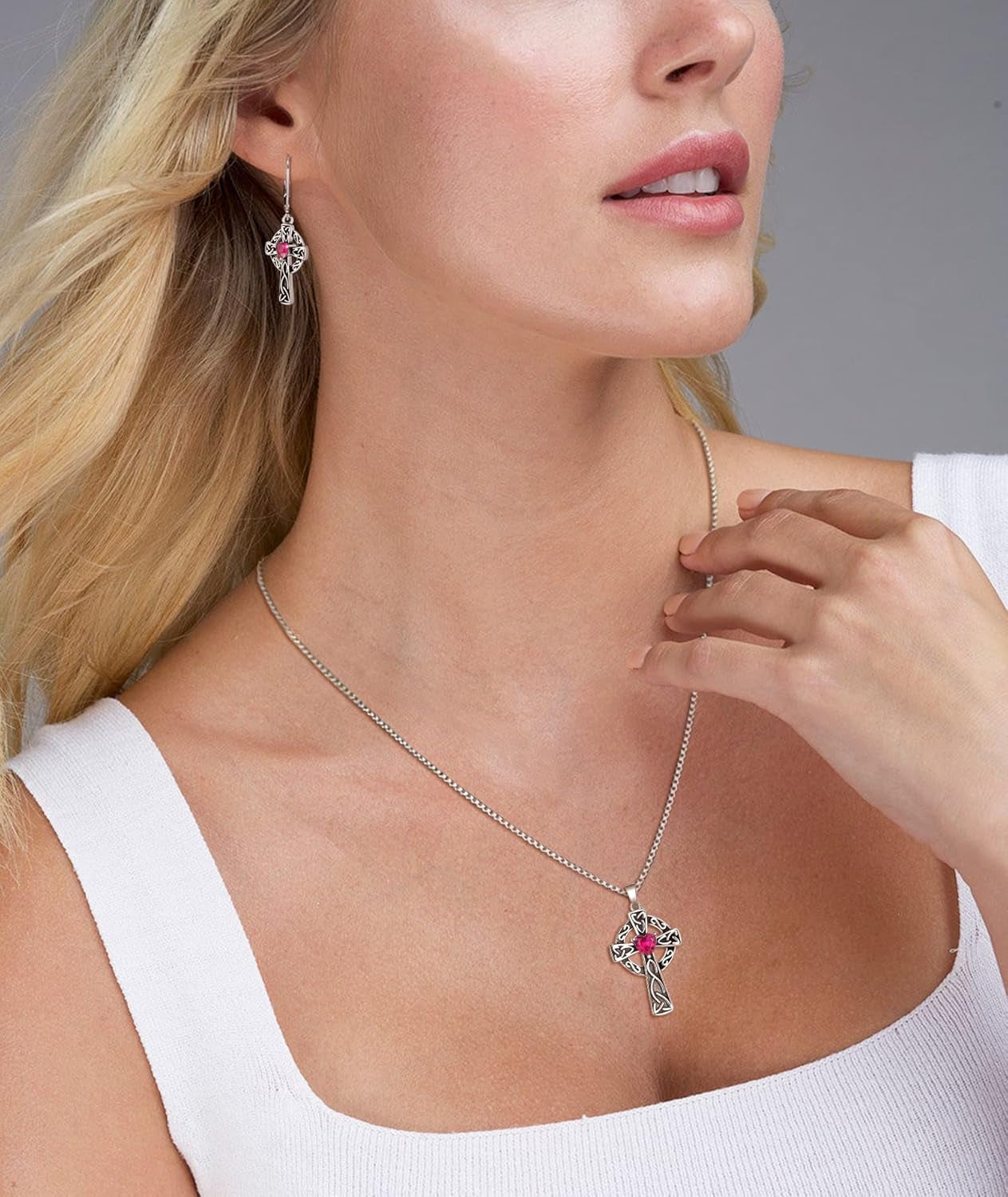 Women'S Cross Pendant Necklace Sterling Silver Celtic Knot Filigree Infinity Cubic Zirconia Crucifix Jewelry