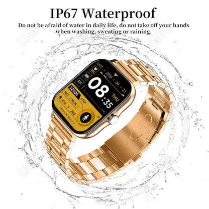LIGE Smart Watch for Women and Men 1.69" Color Screen Full Touch Fitness Tracker Bluetooth Call Smart Clock Ladies Luxury Gold Smart Watch Relogio Smartwatch