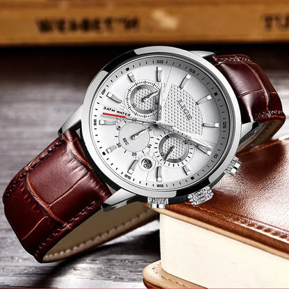 2019 LIGE New Fashion Gift Men Watch Leather Analog Quartz watches  Waterproof Chronograph Watch Sport Date Watch