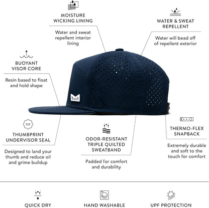 Trenches Icon Hydro, Performance Snapback Hat, Water-Resistant Flat Bill Caps for Men & Women, Golf, Running or Workout