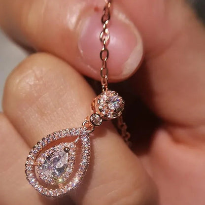 Women'S Fashion Water Drop Diamond White Sapphire Pendant Necklace Women Jewelry Gifts