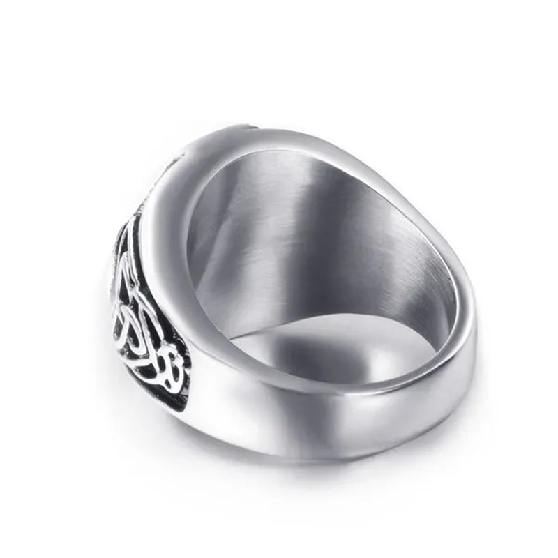 Ring for Men Celtic Cross Pattern Knot Viking Thor Scandinavian Stainless Steel Size 7-14