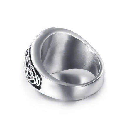 Ring for Men Celtic Cross Pattern Knot Viking Thor Scandinavian Stainless Steel Size 7-14