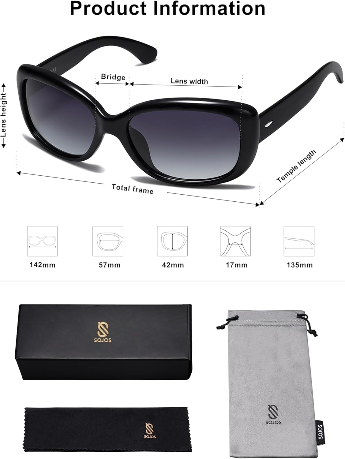 Vintage Square Sunglasses for Women Polarized UV Protection Havana Frame