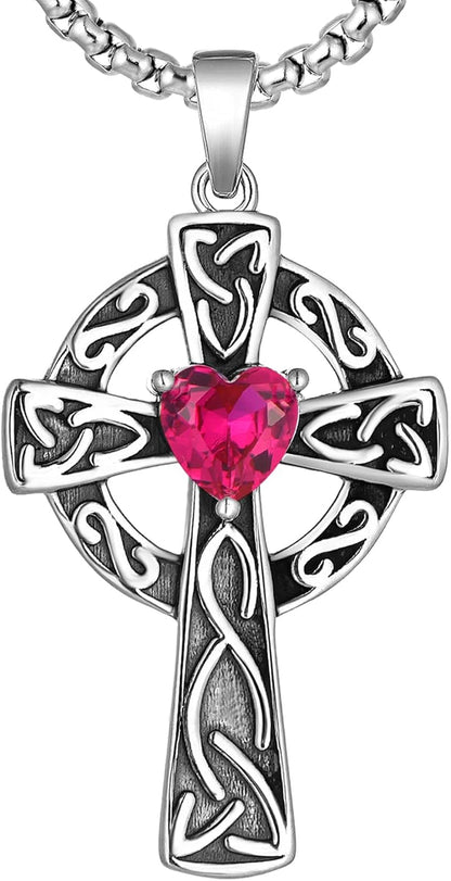 Women'S Cross Pendant Necklace Sterling Silver Celtic Knot Filigree Infinity Cubic Zirconia Crucifix Jewelry