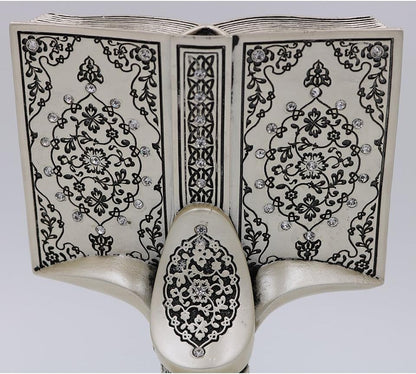 Quran Open Book with Ayatul Kursi and Nazar Dua - Muslim Home Decor Showpiece Ornament Gift 6.25 X 4.5In (Mother of Pearl)
