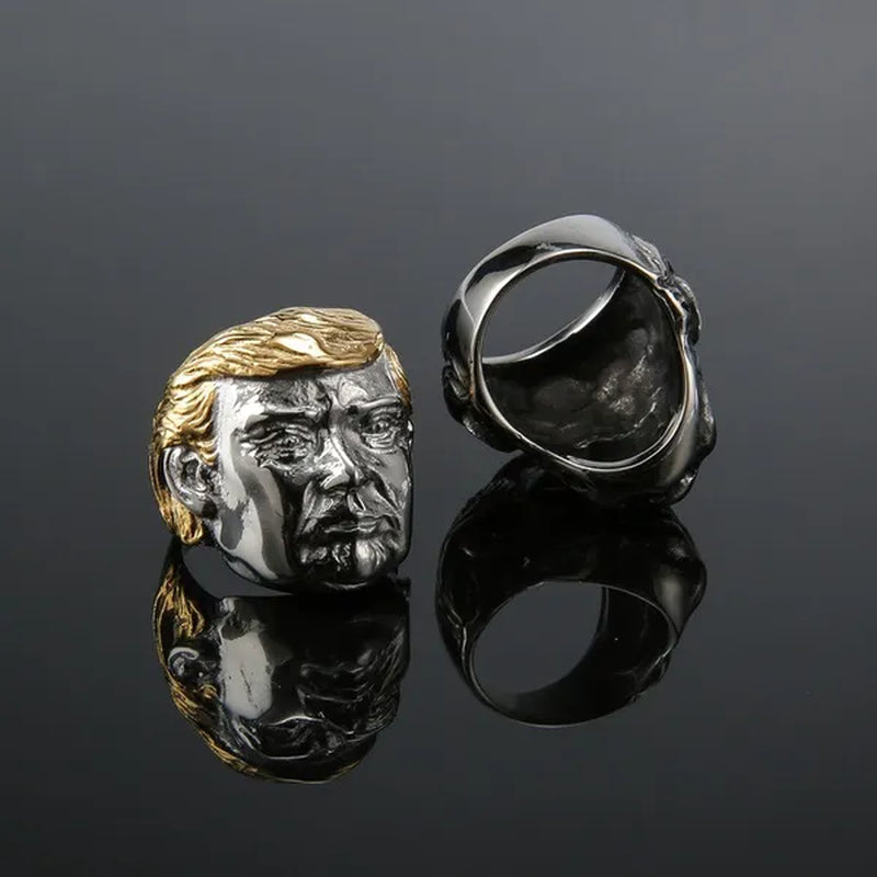 USA President Trump Statue Commemorative Coin Rings Trump Supporters Titanium Steel Jewelry Successfully Elected Souvenir Gift