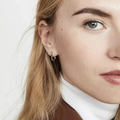 Small Gold Plated Oval Hoop Earrings Hypoallergenic Gold Huggie Earrings for Women, Silver Gold U Shaped Small Hoop Earrings