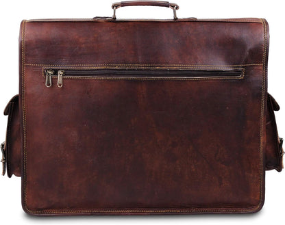 Vintage Leather Laptop Bag for Men Full Grain Large Leather Messenger Bag for Men 18 Inches with Rustic Look Best Leather Briefcase