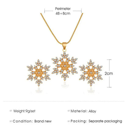 3 Pcs/set Snowflake Necklace Earrings Christmas Luxury Jewelry Set Accessories Christmas Valentine's Party Gifts 2021 New