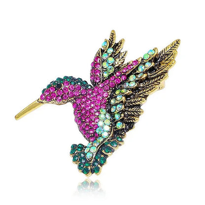 Cute colorful diamond hummingbird brooch silk scarf buckle accessories animal bird brooches party gift