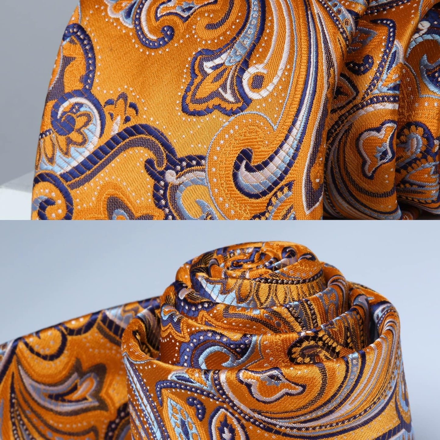 Ties for Men Paisley Tie and Pocket Square Woven Classic Floral Mens Ties Handkerchief Set Wedding Party Necktie