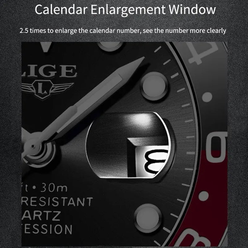 LIGE Military Men's Watch Stainless Steel Band Date Mens Business Male Watches Waterproof Luxuries Men Wrist Watches for Men