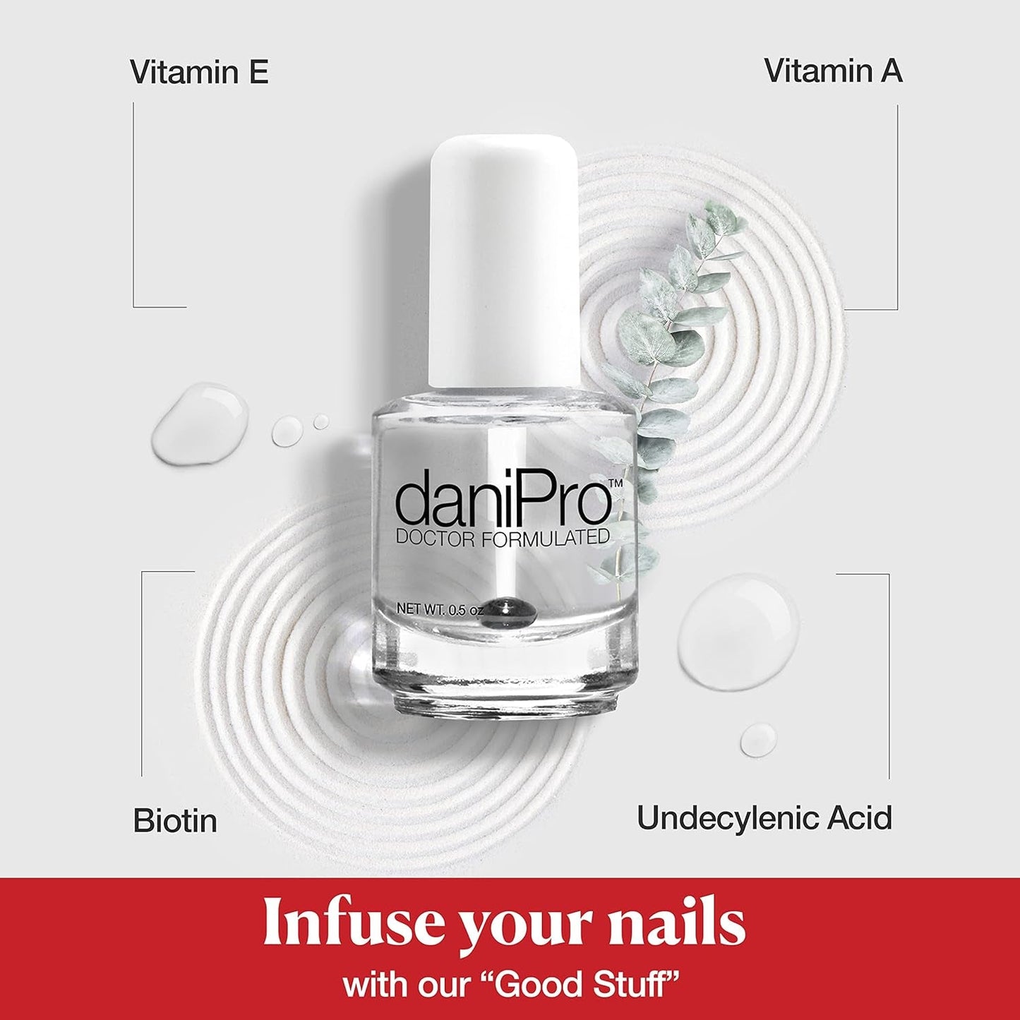 Doctor-Formulated Clear Base Coat Nail Polish, 0.5 Oz - Base Coat Nail Polish with Undecylenic Acid, Vitamins & Biotin - Nail Base Coat for Stronger, Healthier Nails, Manufactured in the USA