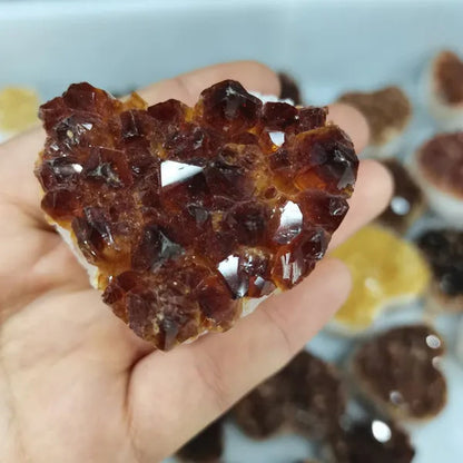 1pc 100% Natural Citrine Cluster Heart shape Mineral Specimen Quartz Stones and Crystals Healing Crystal