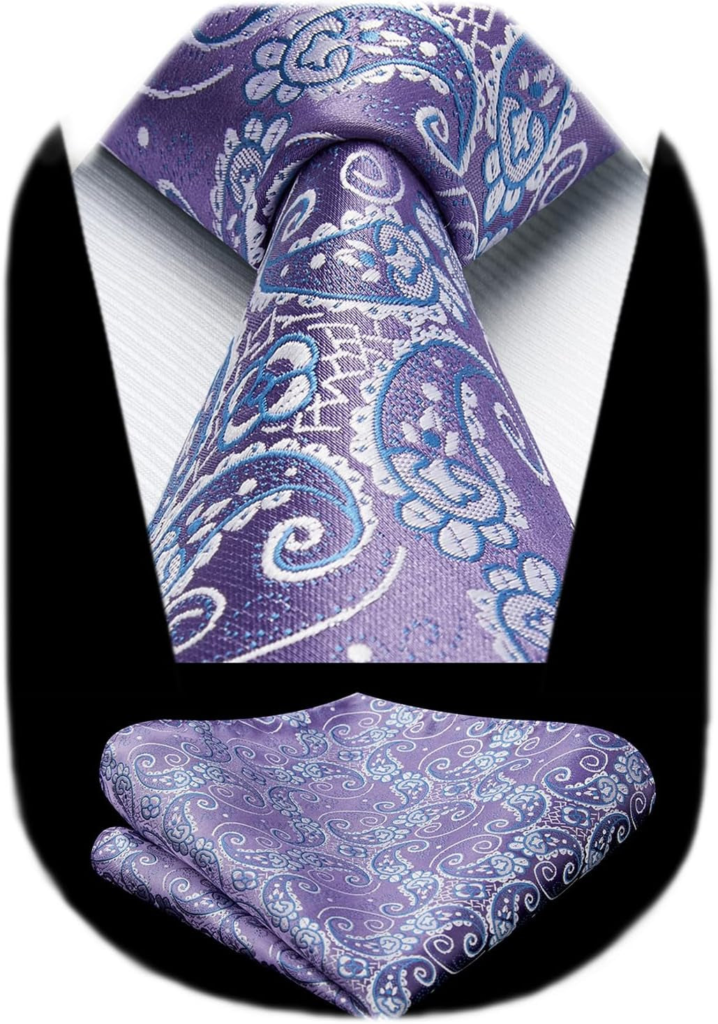 Ties for Men Paisley Tie and Pocket Square Woven Classic Floral Mens Ties Handkerchief Set Wedding Party Necktie