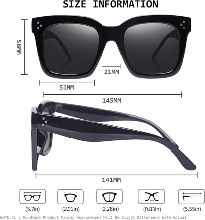Vintage Women Oversized Sunglasses Designer Luxury Square Sun Glasses UV400 Protection Flat Lens