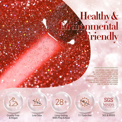 Reflective Glitter Gel Polish Colorful Sparkly Shiny Disco DJ LED Gel Nail Polish Nail Varnish 6PCS 10ML