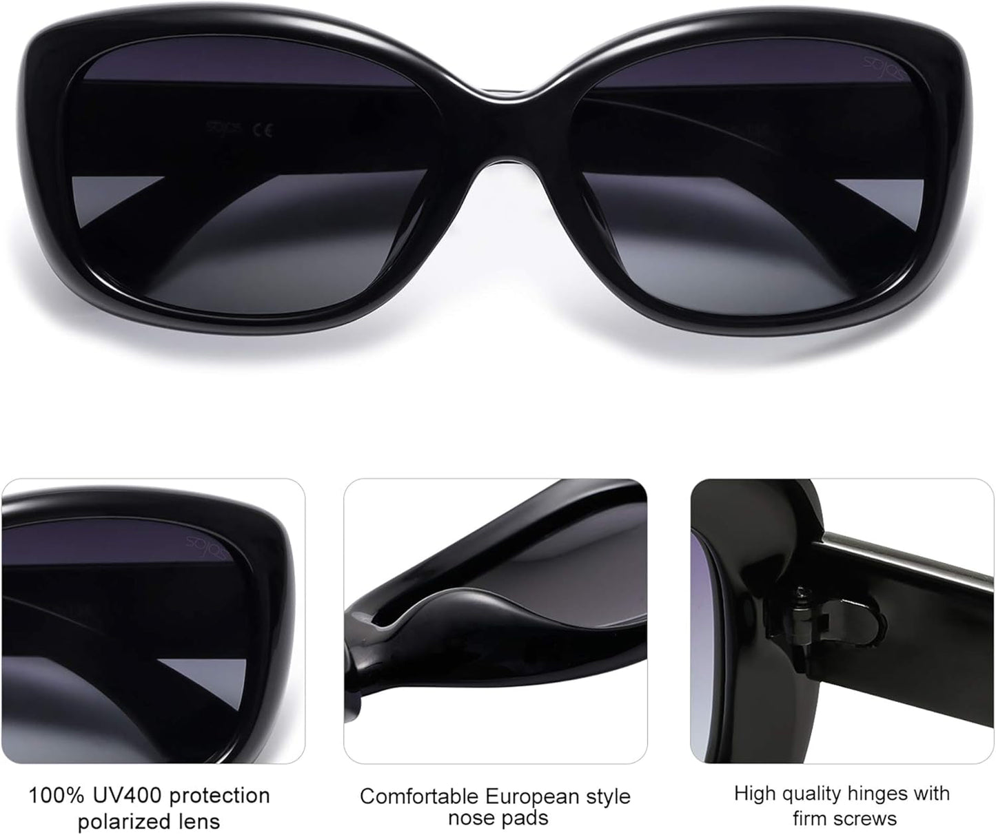 Vintage Square Sunglasses for Women Polarized UV Protection Havana Frame