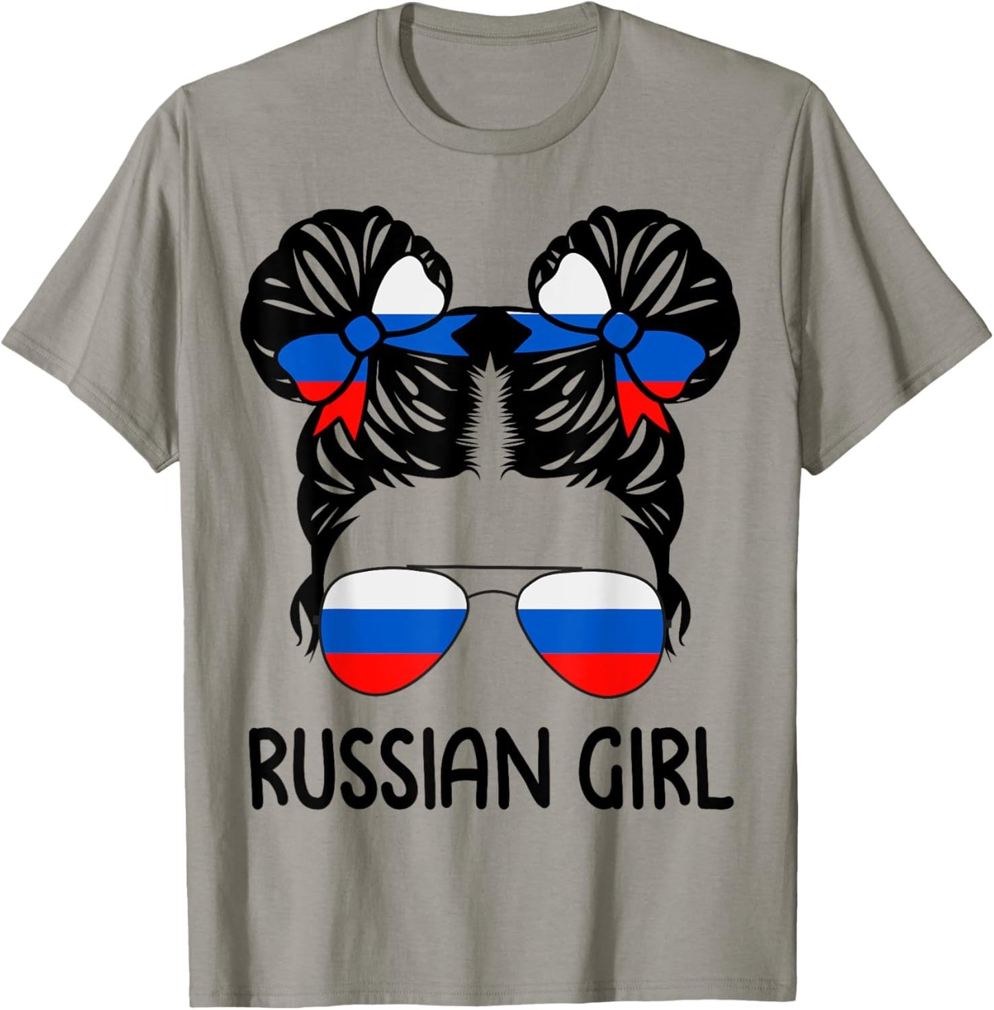 Russian Girl Messy Hair Russia Pride Patriotic Womens Kids T-Shirt
