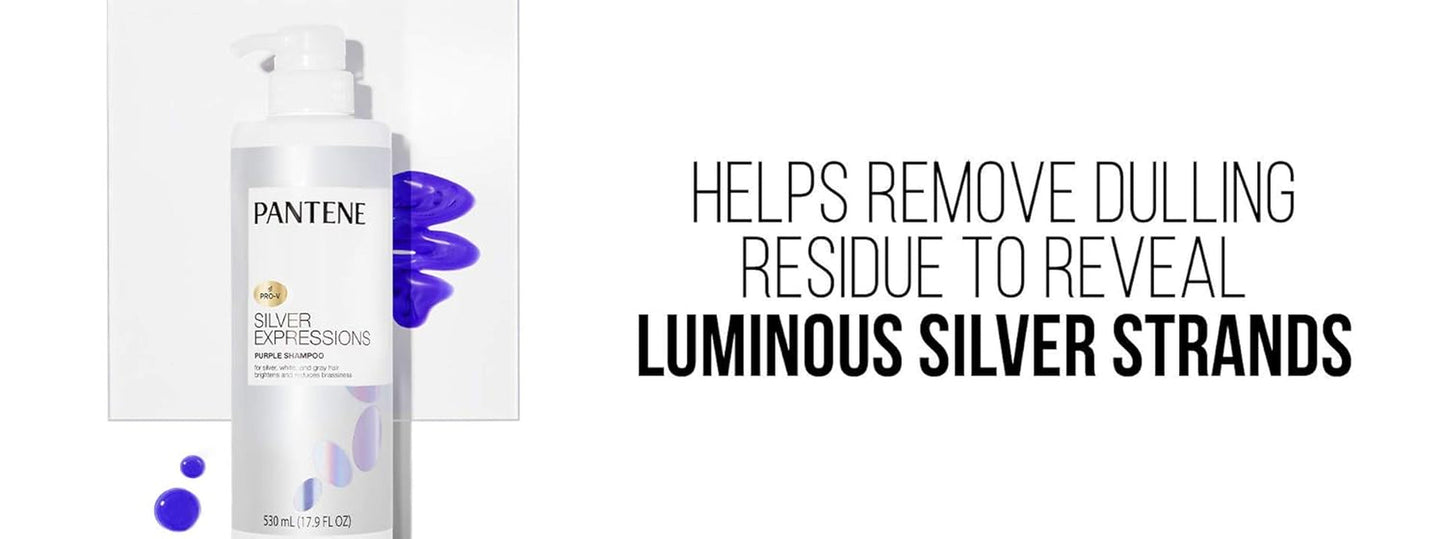 Silver Expressions, Purple Shampoo and Hair Toner, Pro-V for Grey and Color Treated Hair, Lotus Flowers, 17.9 Fl Oz