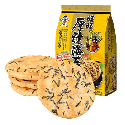 Chinese Classical Childhood Food Nori Rice Cracker, Rice Crust, Biscuits, Non-Fried 168G/5.92Oz/0.37Lb 旺旺厚烧海苔米饼