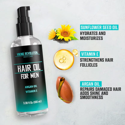 Hydrating Hair Oil for Men - Mens Hair Oil Men with Vitamin E Dry Hair Oils with Argan Oil - Sunflower Seed Oil Hair Serum Repair, Hidrate Hair Treatment Oils (3.38 Fl Oz)
