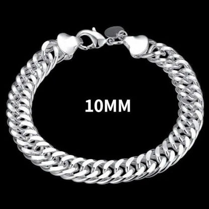 NEW! Exquisite Men Solid Heavy 925 Sterling Silver Smooth Necklace Bracelet Curb Chain Jewelry