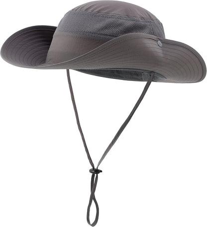 Wide Brim Sun Hat for Men Breathable Cowboy Boonie Hat UPF 50+ Sun Protection Bucket Hat for Fishing Hiking