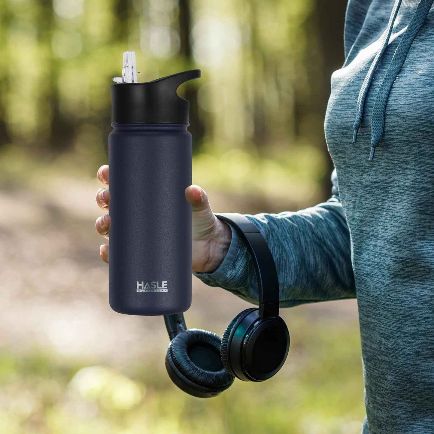 Insulated Water Bottle Kids 16 Oz Double Wall Vacuum Stainless Steel Water Bottle Leak Proof for School Wide Mouth with Straw Lid & Spout Lid Keeps Cold and Hot(Navy,1Pack)