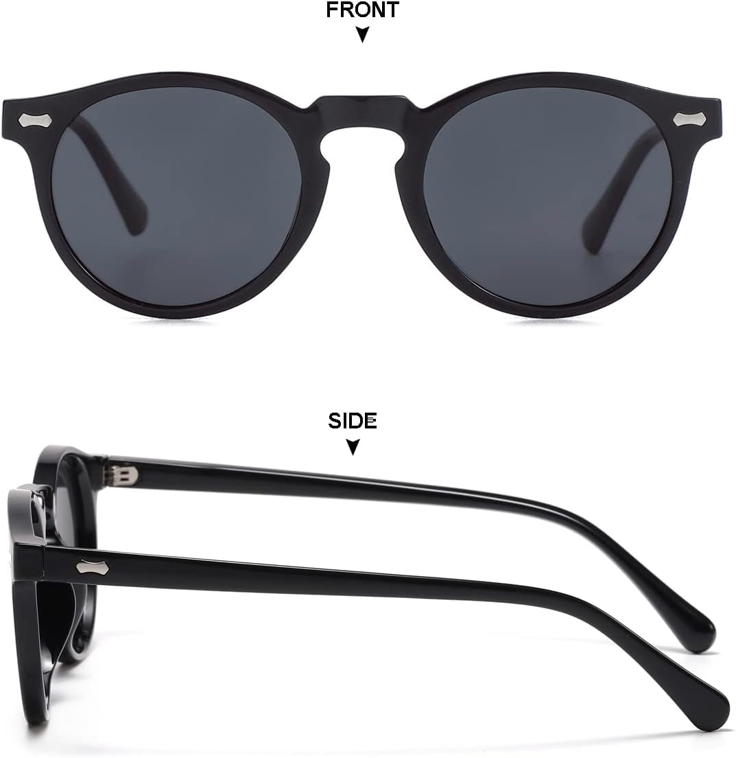 Vintage Polarized Sunglasses for Men round Sunglasses UV400 Protection Retro Hand-Crafted Acetate Frame