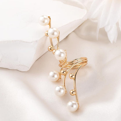 Gold Pearl Rings for Women Chunky Promise Ring Wrap Finger Rings Open Adjustable Stacking Ring Statement Party Prom Jewelry Gifts