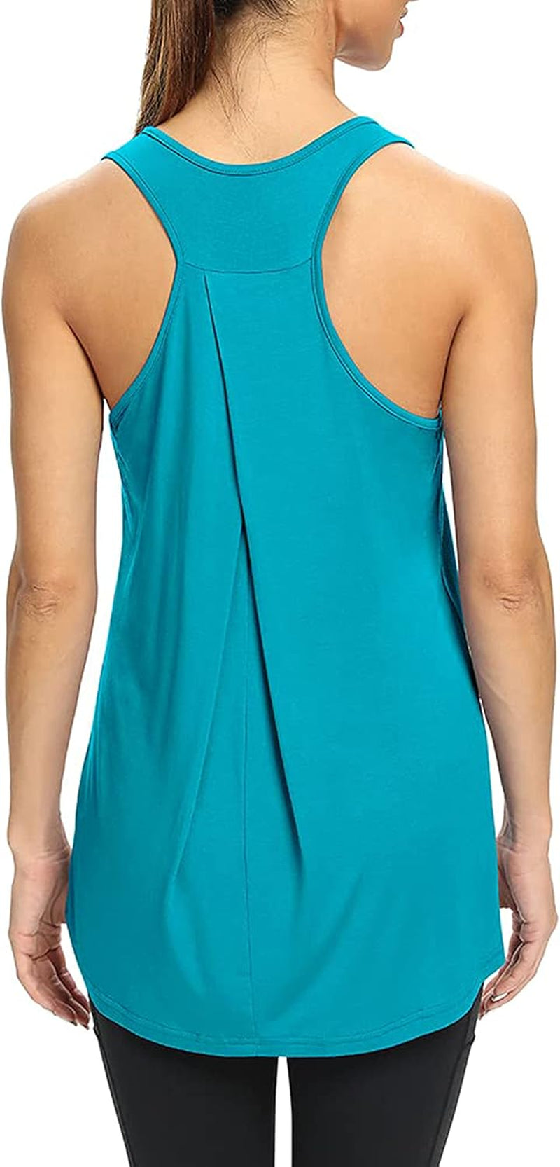 Workout Yoga Athletic Shirts Racerback Long Tank Tops Loose Fit for Women