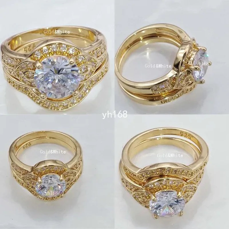 Women's Fashion  White Topaz Bridal Wedding Rings 18K Yellow Gold Filled&925 Silver Filled&14K Rose Gold Filled   Female Engagement Jewelry