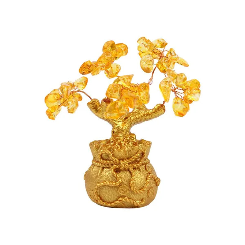 New Lucky Tree Feng Shui Money Fortune Tree Feng Shui Citrine Money Tree Crystal Bonsai Style Money Tree with Wealth Coins for Tabletop Decoration Home Office Store