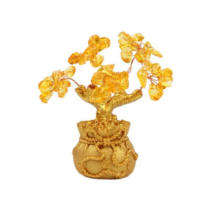 New Lucky Tree Feng Shui Money Fortune Tree Feng Shui Citrine Money Tree Crystal Bonsai Style Money Tree with Wealth Coins for Tabletop Decoration Home Office Store