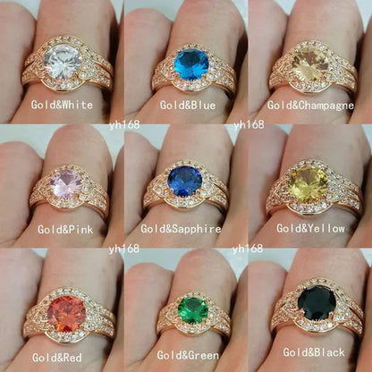 Women's Fashion  White Topaz Bridal Wedding Rings 18K Yellow Gold Filled&925 Silver Filled&14K Rose Gold Filled   Female Engagement Jewelry