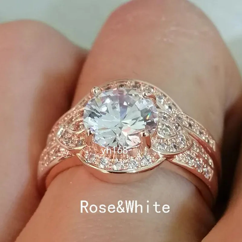 Women's Fashion  White Topaz Bridal Wedding Rings 18K Yellow Gold Filled&925 Silver Filled&14K Rose Gold Filled   Female Engagement Jewelry