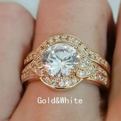 Women's Fashion  White Topaz Bridal Wedding Rings 18K Yellow Gold Filled&925 Silver Filled&14K Rose Gold Filled   Female Engagement Jewelry