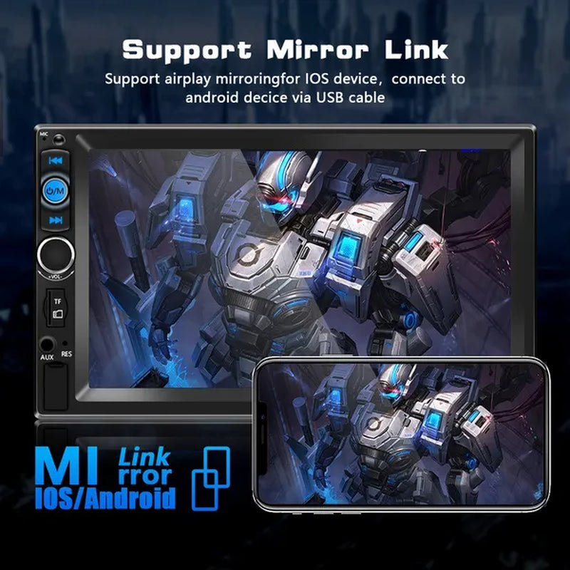 NEW Upgrade 2Din 7" HD Autoradio Bluetooth Car MP5 Player Car Radio Build-In FM AUX USB SD Function Support Mirror Link + Backup Camera(Optional)