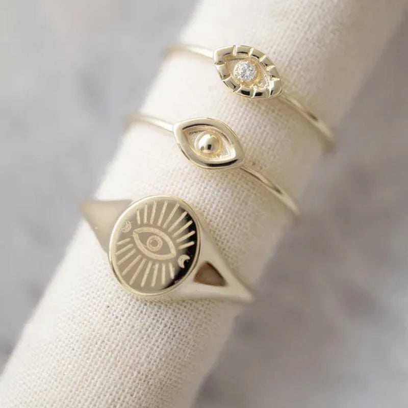 3Pcs/Set Elegant Woman Fashion Jewelry Accessories Exquisite  Angel Eye Ring  Bride Engagement Wedding Luxury Jewelry Set Christmas Gift Ring Size US4-12